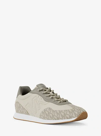 Michael Kors Essex Mixed-media Trainer In Brown