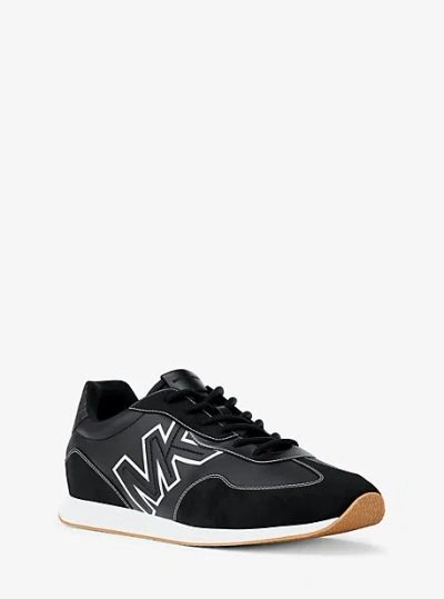 Michael Kors Essex Mixed-media Trainer In Black