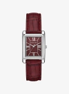 Michael Kors Essex Silver-tone And Crocodile Embossed Leather Watch In Red