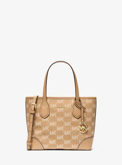 Michael Kors Eva Extra-small Logo Jacquard Convertible Tote Bag In Brown