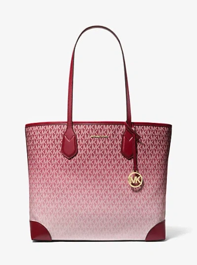 Michael Kors Eva Large Ombré Signature Logo Tote Bag In Red