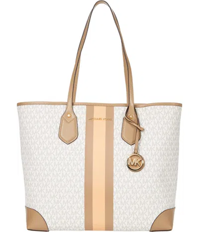 Michael Kors Eva Mk Signature Pvc Nylontote With Pouch In White