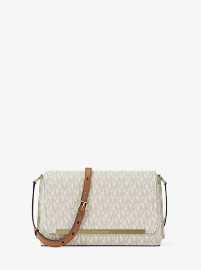 Michael Kors Evelyn Medium Signature Logo Crossbody Bag In White