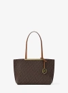Michael Kors Evelyn Small Signature Logo Tote Bag In Brown