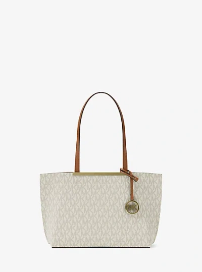 Michael Kors Evelyn Small Signature Logo Tote Bag In Brown
