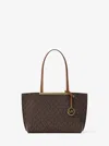 Michael Kors Evelyn Small Signature Logo Tote Bag In Brown