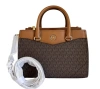 Michael Kors Everly Medium Brown Mk Logo Crossbody Satchel Bag In Brown