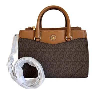 Michael Kors Everly Medium Brown Mk Logo Crossbody Satchel Bag