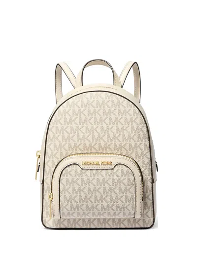 Michael Kors Extra Small Jaycee Monogram-pattern Backpack In Neutral