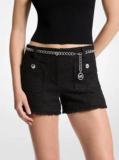 Michael Kors Eyelash Tweed Mini Shorts In Black