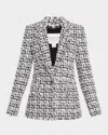 Michael Kors Eyelash Tweed Single-breasted Blazer In Gray