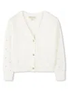 Michael Kors Eyelet-detail Buttoned Cardigan In White