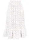 Shop Michael Kors Eyelet-detail Cotton Midi Skirt In White