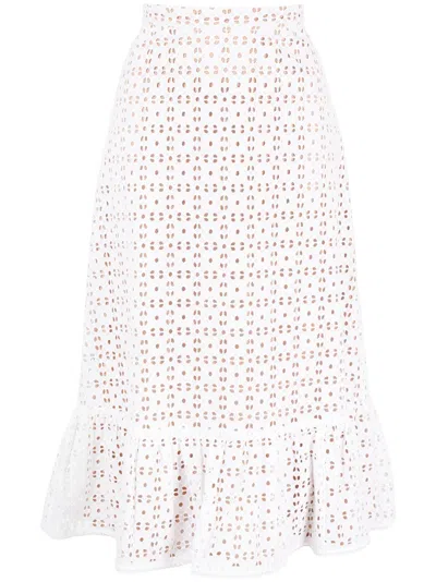 Michael Kors Eyelets Midi Skirt In White