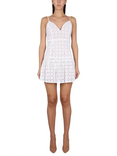 Michael Kors Sangallo Eyelet Flared Mini Dress In White