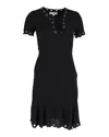 Michael Kors Eyelet Lace-up Scallop Dress In Black Polyester In Black