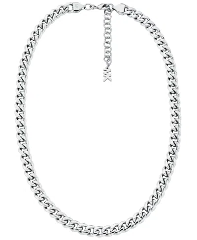 Michael Kors Faceted Curb Chain Necklace In Gray