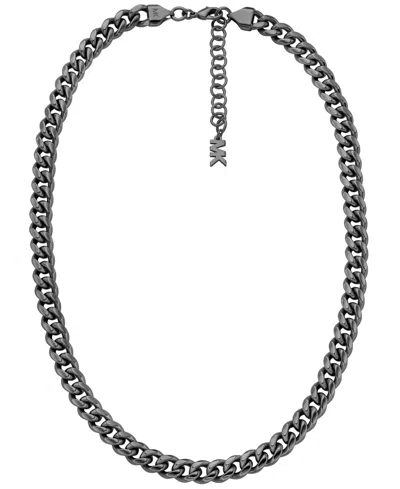 Michael Kors Faceted Curb Chain Necklace In Silver