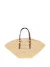 Michael Kors Isa Small Beige Shopper With Woven Design And Two Adjustable Handles In Tech Fabric Woman