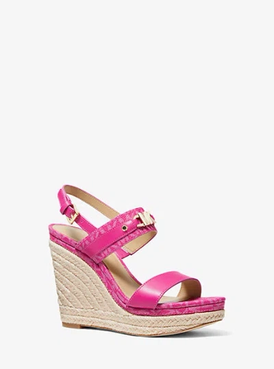 Michael Kors Farrah Leather Wedge Sandal In Pink