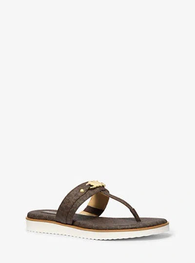 Michael Kors Farrah Signature Logo Sandal In Brown
