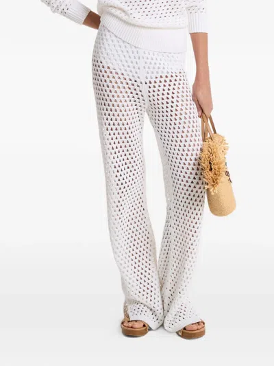 Michael Kors Open-knit Stretch Cotton Flared Pants In Black