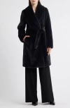 Michael Kors Faux Fur Belted Coat In Black
