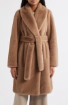 Michael Kors Faux Fur Belted Coat In Brown