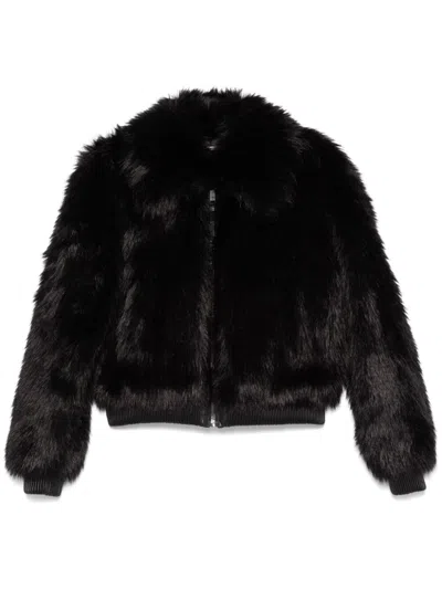 Michael Kors Faux Fur Bomber In Black  