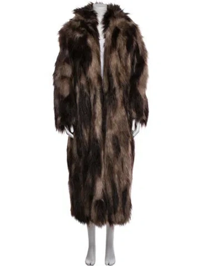 Pre-owned Michael Kors Faux Fur Faux Fur Coat In Brown