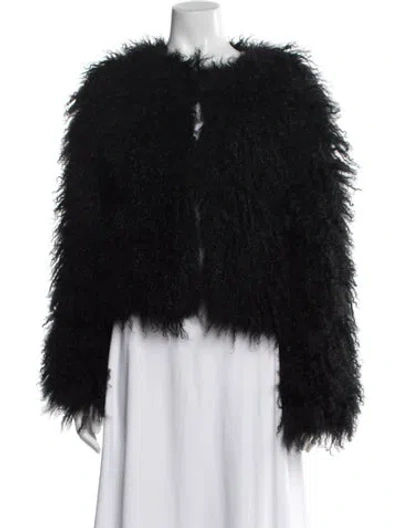 Pre-owned Michael Kors Faux Fur Faux Fur Jacket In Black