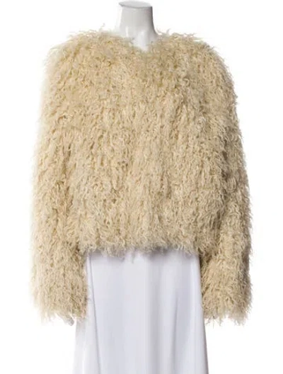 Pre-owned Michael Kors Faux Fur Faux Fur Jacket In Neutral