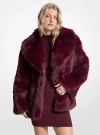 Michael Kors Faux Fur Peacoat In Red