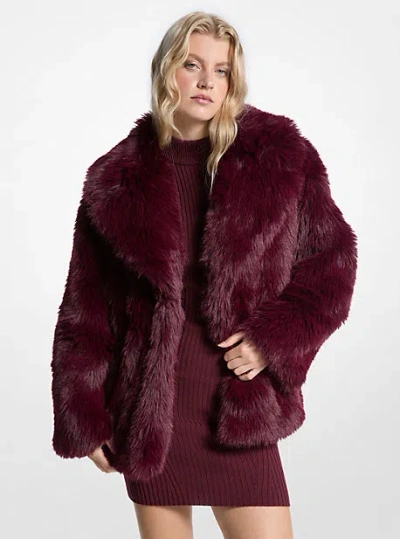 Michael Kors Faux Fur Peacoat In Red