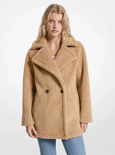 Michael Kors Faux Fur Teddy Coat In Brown