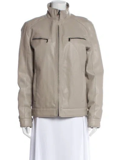 Pre-owned Michael Kors Faux Leather Jacket In Gray