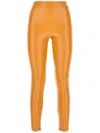 Michael Kors Faux Leather Leggings Ankle Zips In Orange