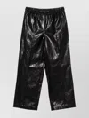 Michael Kors Faux Leather Trousers Elastic Waistband In Black
