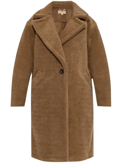 Michael Kors Faux-shearling Coat In Brown