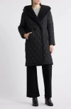 Michael Kors Faux Shearling Lined Quilted Hooded Coat