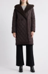 Michael Kors Faux Shearling Lined Quilted Hooded Coat