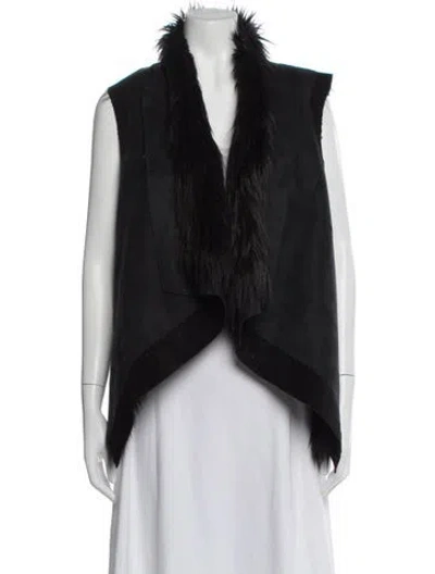 Pre-owned Michael Kors Faux Shearling Vest In Black