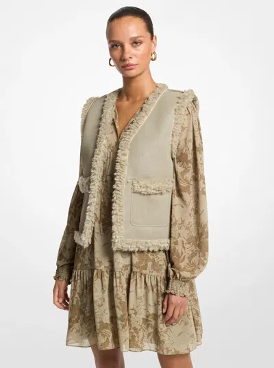 Michael Kors Faux Shearling Vest In Black