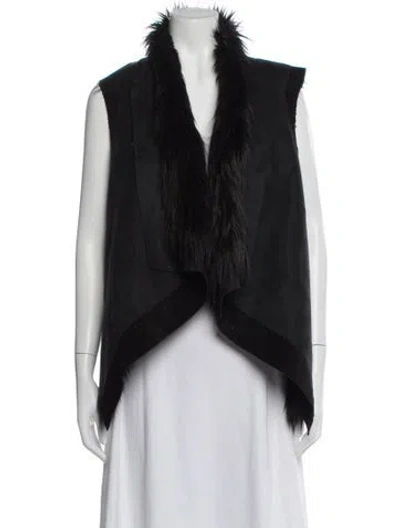 Pre-owned Michael Kors Faux Shearling Vest In Black