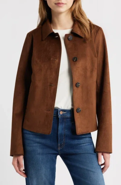Michael Kors Faux Suede Jacket In Brown