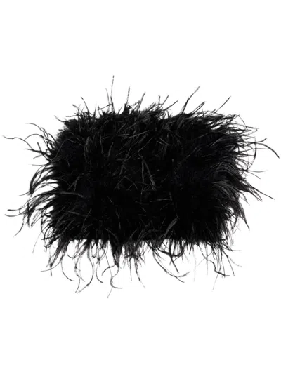 Michael Kors Feather-detail Tube Top In Black