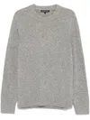 Michael Kors Brushed Wool Blend Sweater With Ribbed Texture In Grey