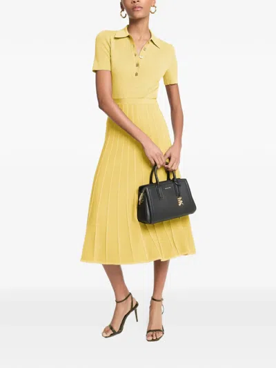 Michael Kors Fit Flare Polo Midi Dress In Yellow