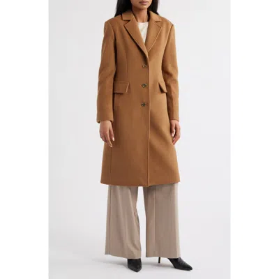 Michael Kors Fitted Longline Coat In Brown