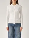 Michael Kors Fitted Ribed Ls Button Up Sweater In White